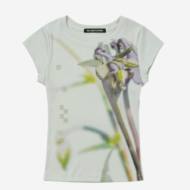 웰빙익스프레스 FLOWER HALF SLEEVE 플라워 반팔티 민트