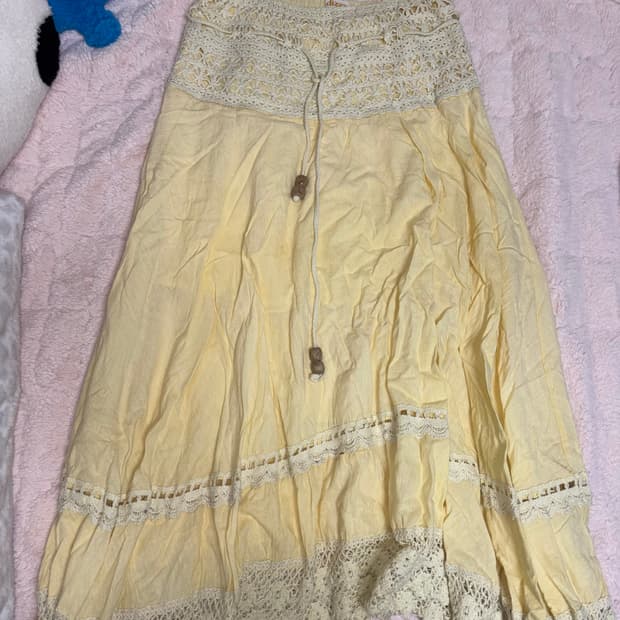 빈티지 모리 하구미 스커트 원피스 크로셰 레이스 히피 아오이유우