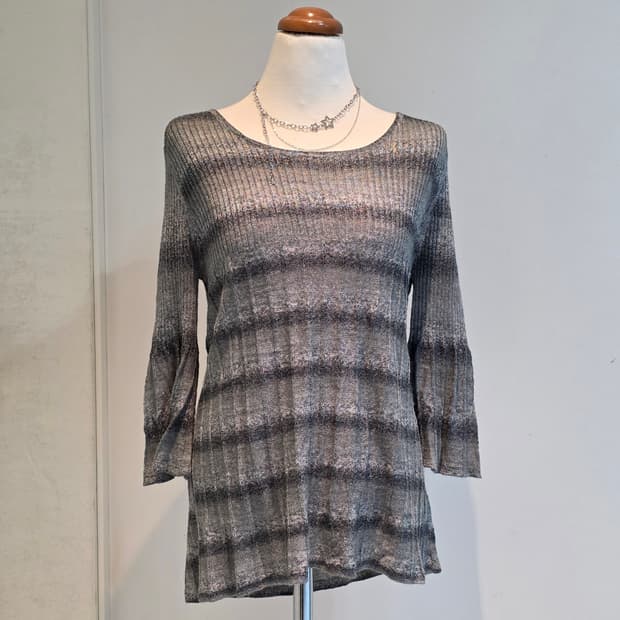 페어리그런지y2k 나나깔 스모크 스트라이프 니트슬리브