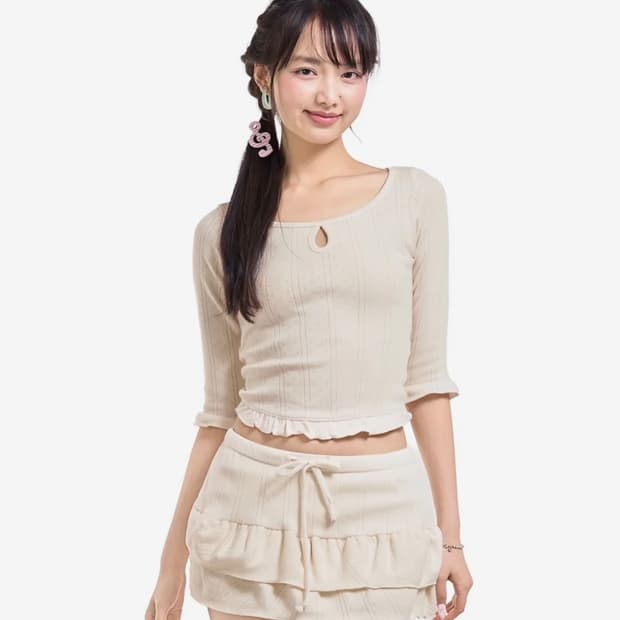포어링 Blossom back-ribbon top (ivory) 세트양도