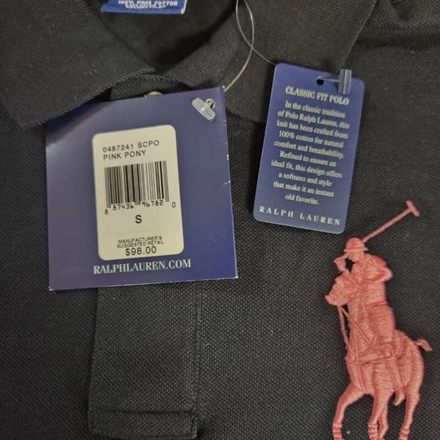 랄프로렌 핑크 빅포니 반팔 카라티 S 블랙