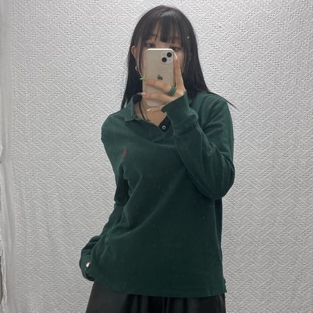 폴로 랄프로렌 레트로 빈티지 딥그린 카라 롱슬리브 M C09244