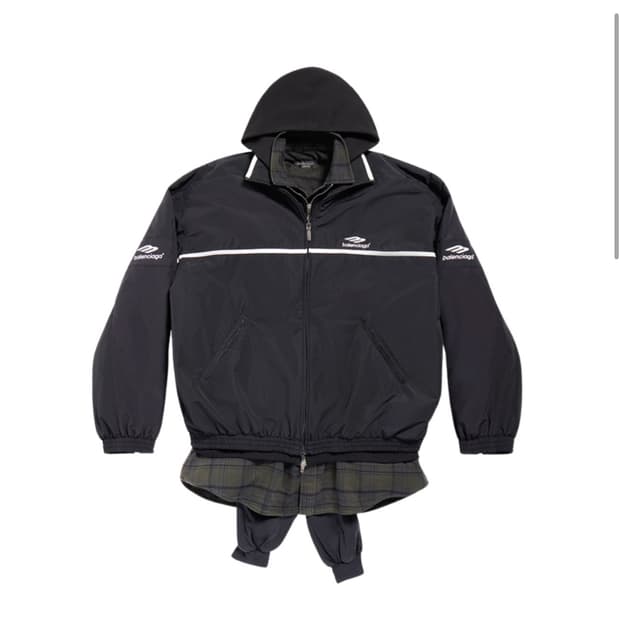 [2] 발렌시아가 3B 스포츠 아이콘 레이어드 트랙수트 자켓 블랙