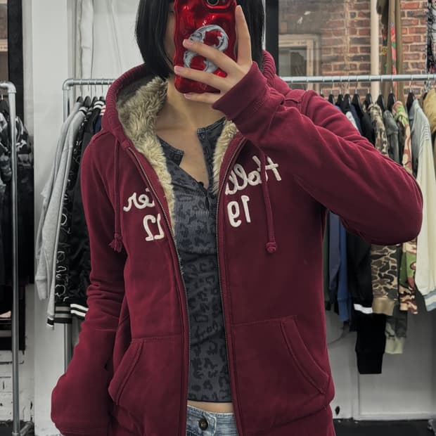 홀리스터 버건디 후드집업