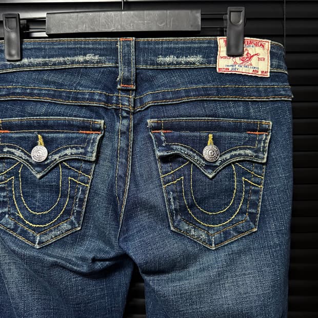 트루릴리젼 조이 부츠컷 나팔 중청 워싱 데님 청 바지 팬츠 26 y2k