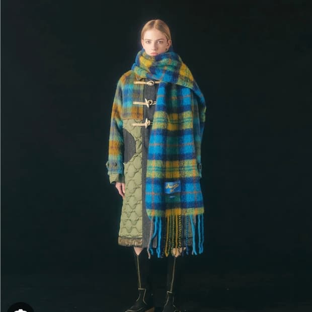 앤더슨벨 스톨라 빅 체크 머플러 