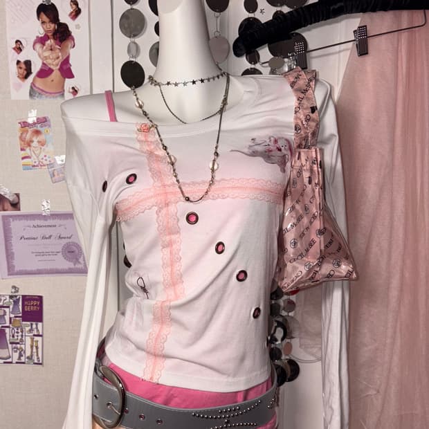 pink lace little cat top