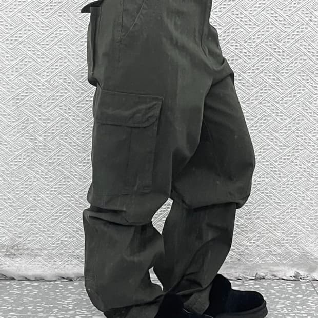 빈티지 Y2K 올드스쿨 빅사이즈 카고 코튼팬츠 면바지 C07350