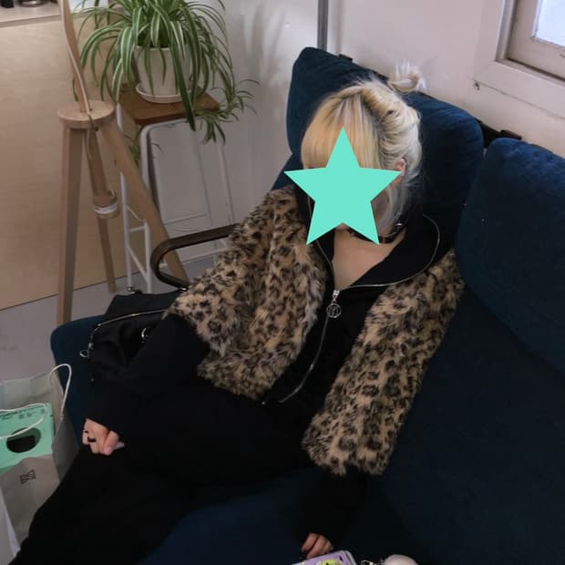 갸루 호피 레오파드 퍼자켓