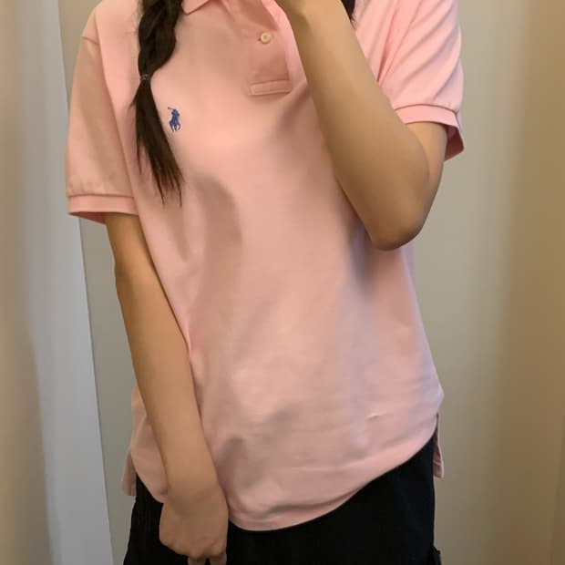 폴로 베이비핑크 반팔 카라티