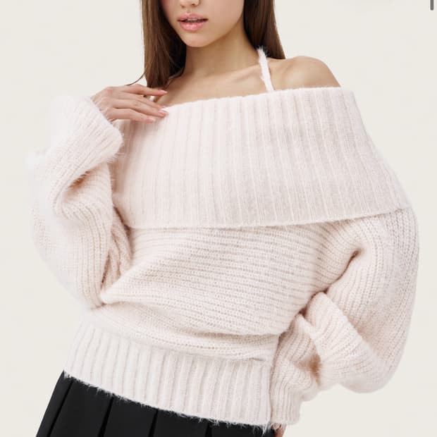 클리시어 팔레트 오프숄더 니트 핑크