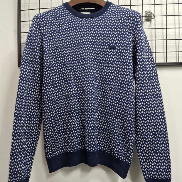 100L 라코스테 네이비 패턴 울 니트.