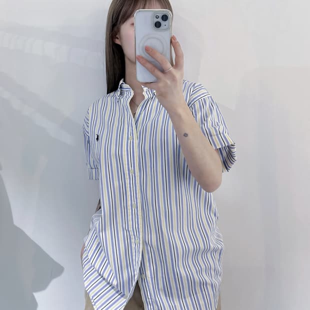 폴로랄프로렌 네이비포니 스트라이프 반팔 셔츠