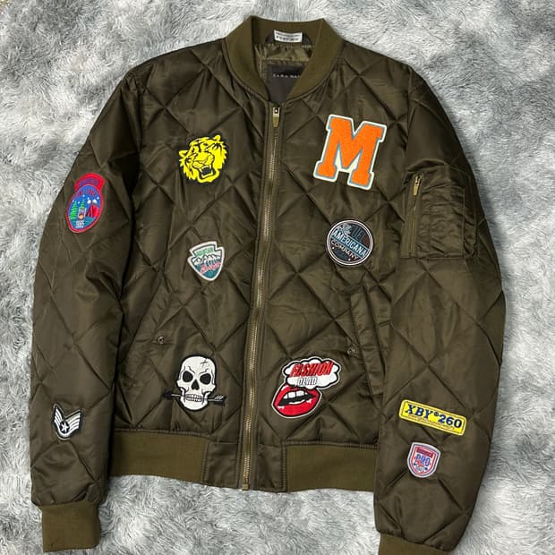 자라 맨 패치 퀄팅 봄버 자켓 XL