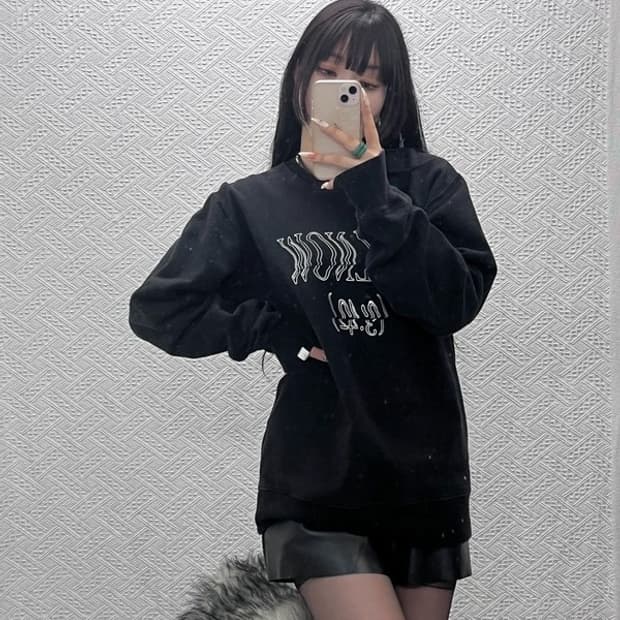 디스이즈네버댓 빈티지 스트릿 펑크 물결로고 맨투맨 L C09436