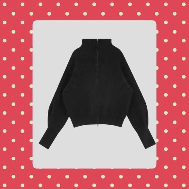 니트 집업 블랙 