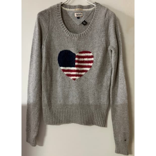 타미힐피거 빈티지 성조기 라운드 니트s