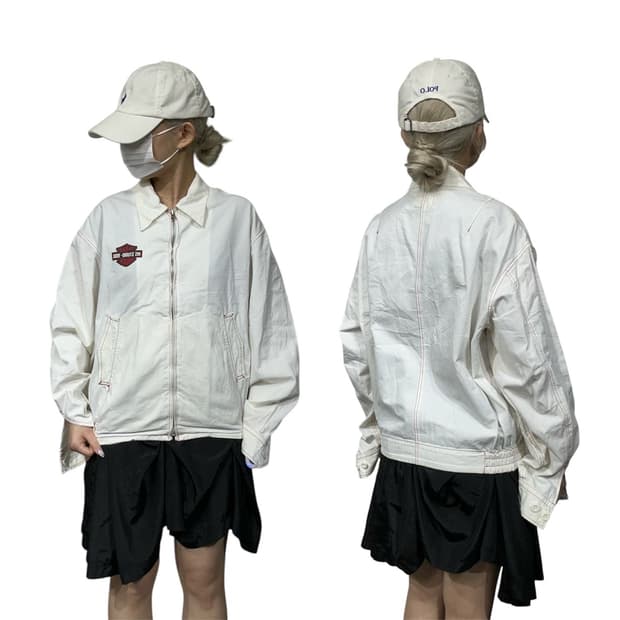 일본 빈티지 takeo 아이보리 트러커 블루종 자켓