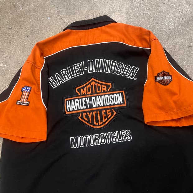 할리데이비슨 모터사이클 엠브로이드 반팔셔츠