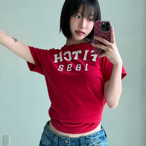 아베크롬비 레드 반팔티