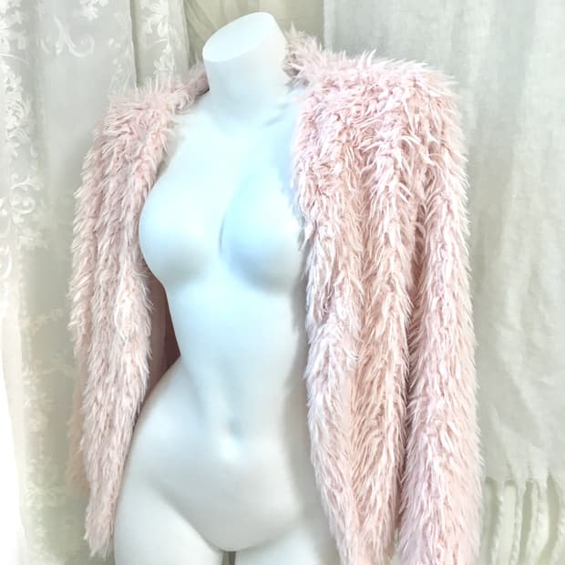 파스텔핑크 퍼자켓 가디건 