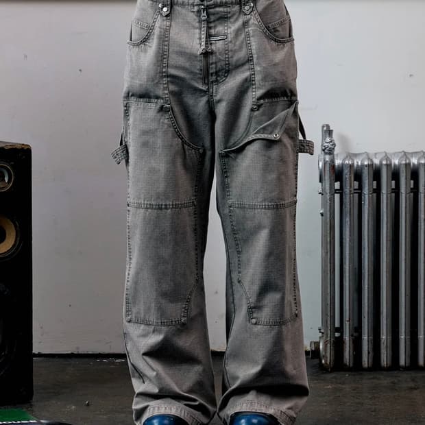 더바이닐하우스 OPEN DOUBLE KNEE PANTS GREY M