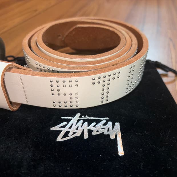 스투시 스터드 레더 벨트 본 L/XL