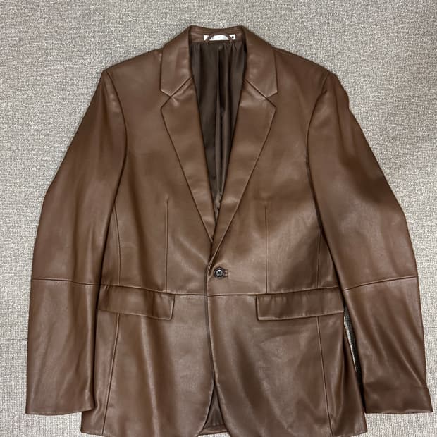 자라 비건 레더 블레이저 브라운 M