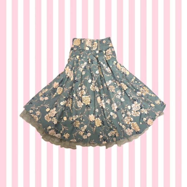 엑시즈팜 갸루 모리걸 하구미 민트 그린 플로럴 치마 