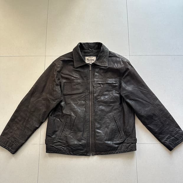 90s 프랑스생산 빈티지 플뢰르드뽀 버팔로 가죽 스포츠 자켓 M