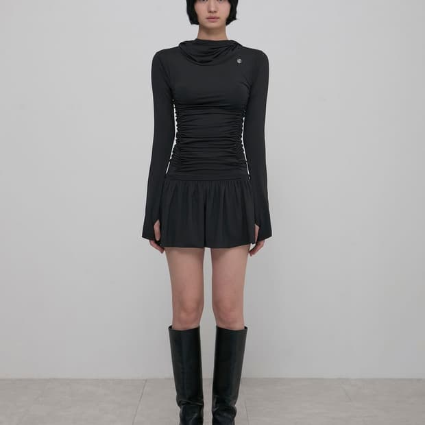 플레어업(FLAREUP) Hooded High Neck Long Dres