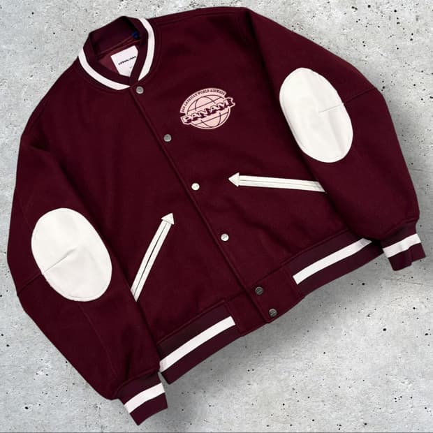 [105] PANAM 팬암 버건디 스타디움 바시티 자켓 C362