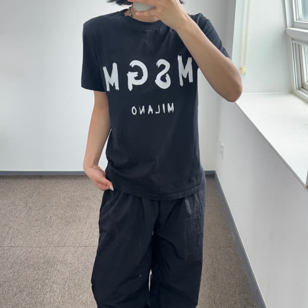 MSGM 로고 블랙 반팔