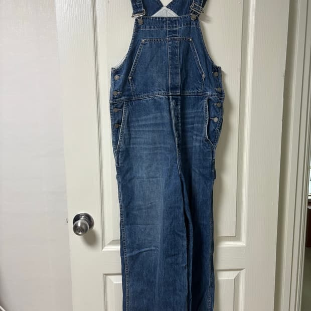 일본 빈티지 청 데님 멜빵 팬츠 