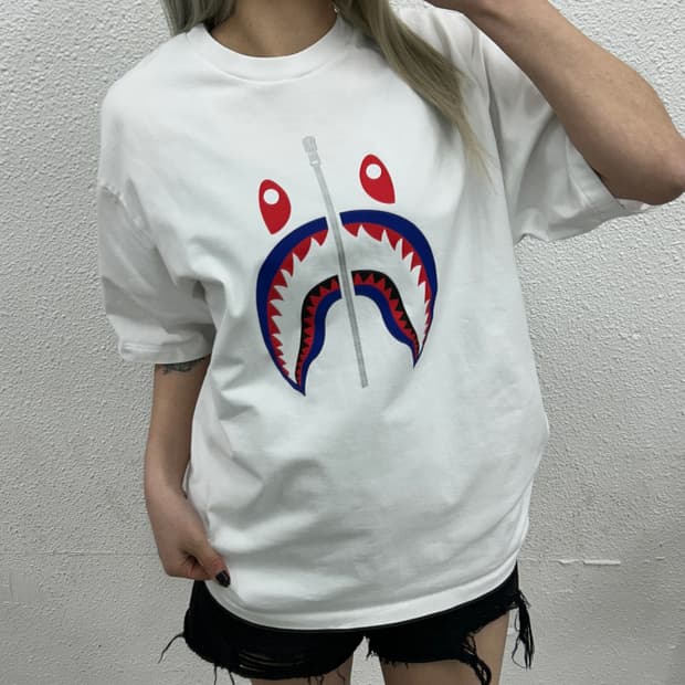 베이프 샤크 화이트 반팔 M