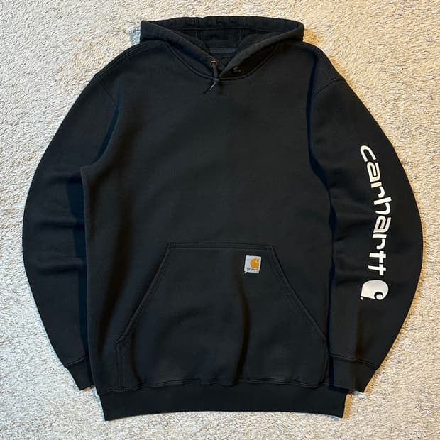 칼하트 CARHARTT 미드웨이트 사이드라인 기모 후드티 블랙