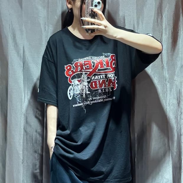 XL 빈티지 바이크 빅로고 프린팅 반팔 