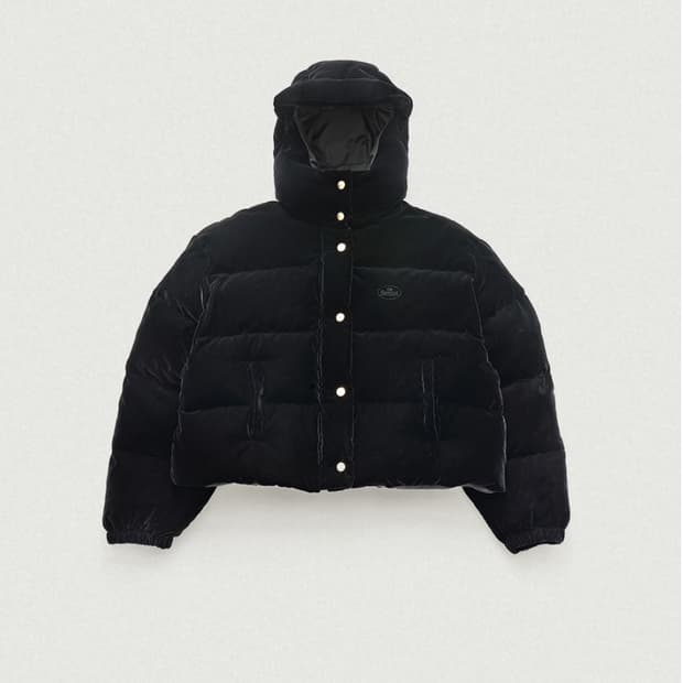 더바넷 리틀 블랙 벨벳 구스 푸퍼 자켓