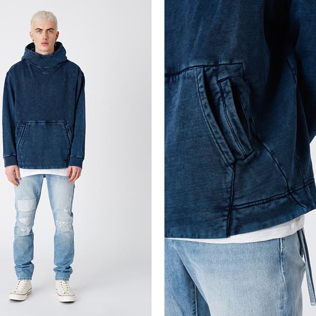 KITH 키스 더블 포켓 후디 다크 인디고