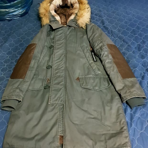 카이아크만 미공군 N3B 안감모피 엘보 양가죽 야상 파카 딥그레이 (M)