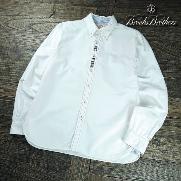 [브룩스브라더스] 레드 플리스 스티치 셔츠 화이트 M21339