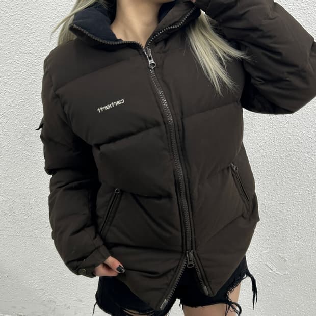 칼하트 미니로고 투웨이 브라운 패딩 M