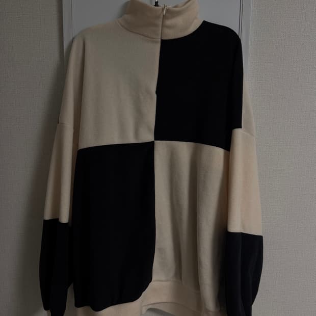 vintage checkerboard fleece half zipup