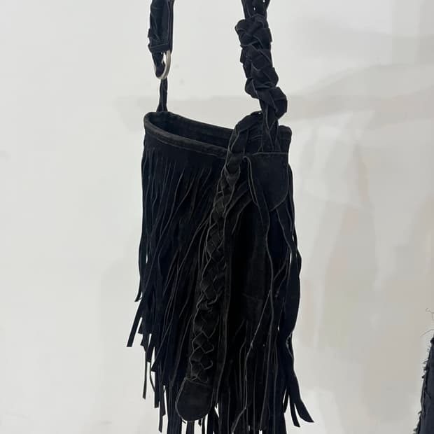 Fringe knot shoulder bag