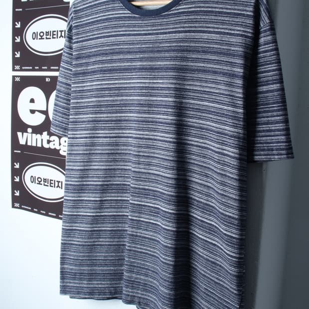 (L-XL) 블랭크룸 반팔 티셔츠 스트라이프 네이비-H34637