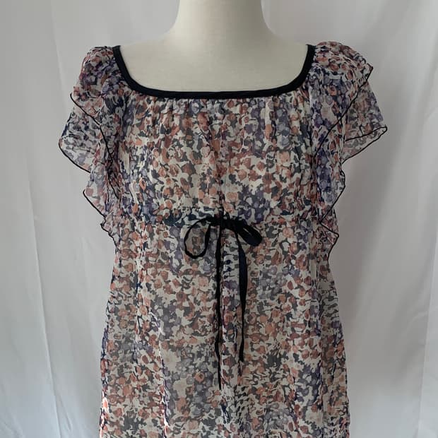 플라워 리본 블라우스