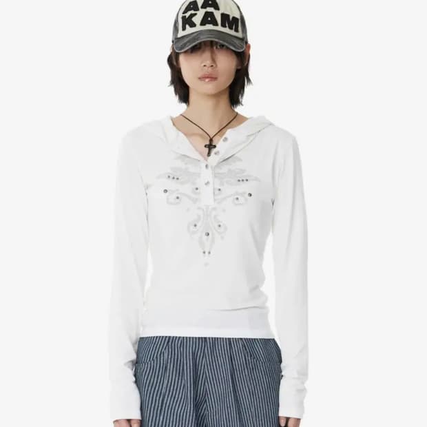 아캄 스터드 후드 롱슬리브