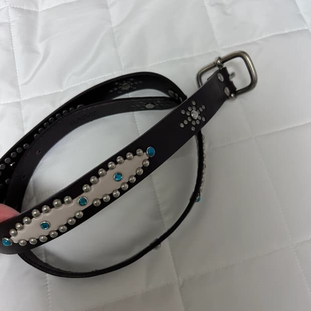 레이브 스터드 벨트 브라운벨트 보헤미안