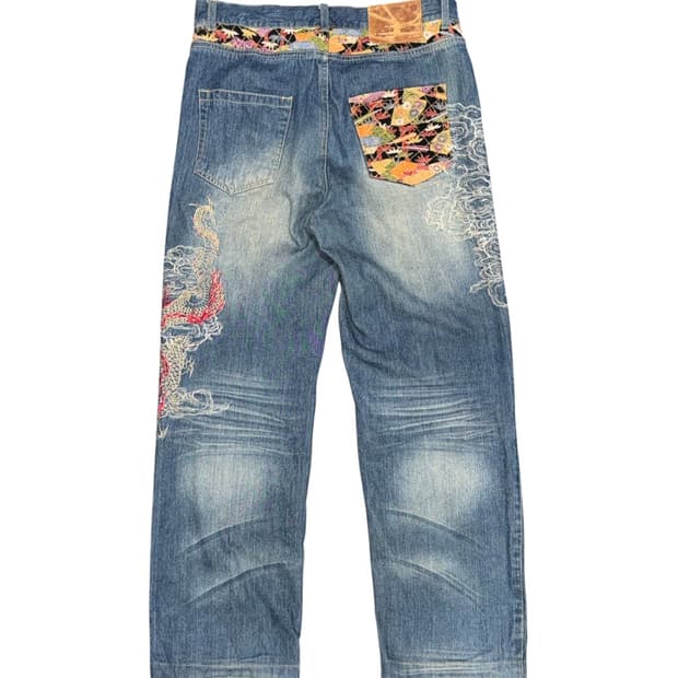SATORI Original Pattern Denim Pants - 32
