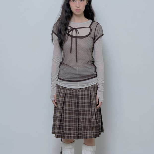 팬시클럽 베이지치마 세트